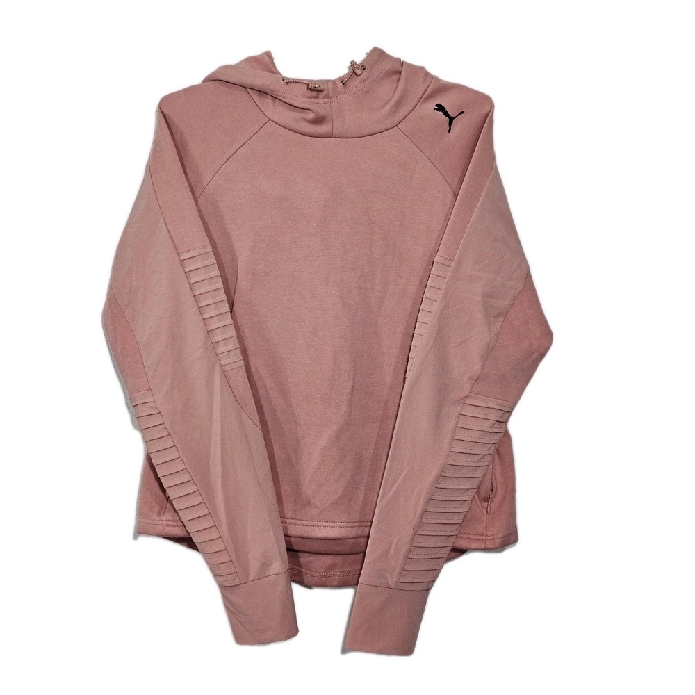 Puma Women's Hoodie Sweater Sz L Dry Cell Evostripe Pink Long Sleeve